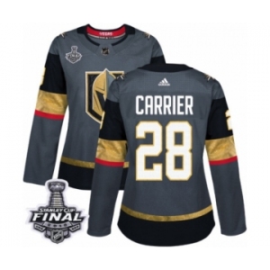 Women's Adidas Vegas Golden Knights #28 William Carrier Authentic Gray Home 2018 Stanley Cup Final NHL Jersey