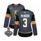 Women's Adidas Vegas Golden Knights #3 Brayden McNabb Authentic Gray Home 2018 Stanley Cup Final NHL Jersey