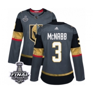 Women's Adidas Vegas Golden Knights #3 Brayden McNabb Authentic Gray Home 2018 Stanley Cup Final NHL Jersey