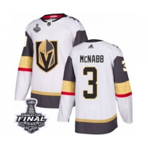 Women's Adidas Vegas Golden Knights #3 Brayden McNabb Authentic White Away 2018 Stanley Cup Final NHL Jersey
