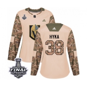 Women's Adidas Vegas Golden Knights #38 Tomas Hyka Authentic Camo Veterans Day Practice 2018 Stanley Cup Final NHL Jersey