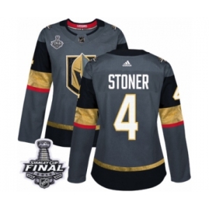 Women's Adidas Vegas Golden Knights #4 Clayton Stoner Authentic Gray Home 2018 Stanley Cup Final NHL Jersey