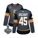 Women's Adidas Vegas Golden Knights #45 Jake Bischoff Authentic Gray Home 2018 Stanley Cup Final NHL Jersey