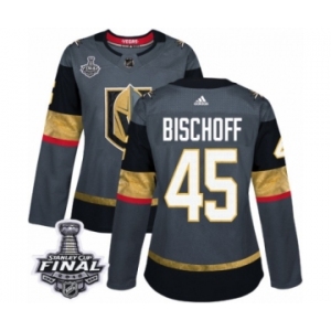 Women's Adidas Vegas Golden Knights #45 Jake Bischoff Authentic Gray Home 2018 Stanley Cup Final NHL Jersey