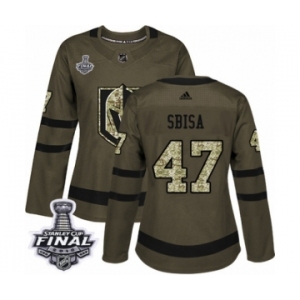 Women's Adidas Vegas Golden Knights #47 Luca Sbisa Authentic Green Salute to Service 2018 Stanley Cup Final NHL Jersey