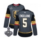 Women's Adidas Vegas Golden Knights #5 Deryk Engelland Authentic Gray Home 2018 Stanley Cup Final NHL Jersey