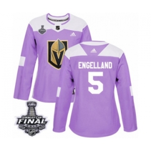 Women's Adidas Vegas Golden Knights #5 Deryk Engelland Authentic Purple Fights Cancer Practice 2018 Stanley Cup Final NHL Jersey