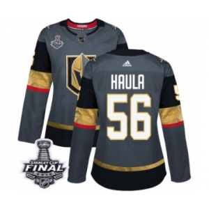 Women's Adidas Vegas Golden Knights #56 Erik Haula Authentic Gray Home 2018 Stanley Cup Final NHL Jersey