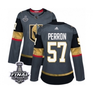 Women's Adidas Vegas Golden Knights #57 David Perron Authentic Gray Home 2018 Stanley Cup Final NHL Jersey