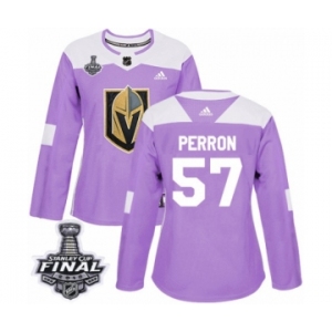 Women's Adidas Vegas Golden Knights #57 David Perron Authentic Purple Fights Cancer Practice 2018 Stanley Cup Final NHL Jersey