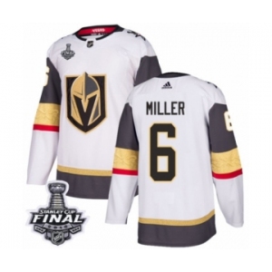Women's Adidas Vegas Golden Knights #6 Colin Miller Authentic White Away 2018 Stanley Cup Final NHL Jersey