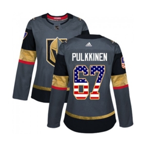 Women's Adidas Vegas Golden Knights #67 Teemu Pulkkinen Authentic Gray USA Flag Fashion NHL Jersey