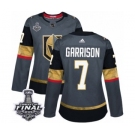 Women's Adidas Vegas Golden Knights #7 Jason Garrison Authentic Gray Home 2018 Stanley Cup Final NHL Jersey