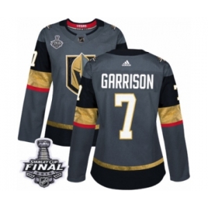 Women's Adidas Vegas Golden Knights #7 Jason Garrison Authentic Gray Home 2018 Stanley Cup Final NHL Jersey