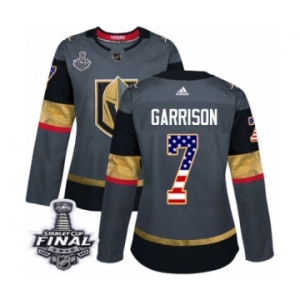 Women's Adidas Vegas Golden Knights #7 Jason Garrison Authentic Gray USA Flag Fashion 2018 Stanley Cup Final NHL Jersey