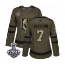 Women's Adidas Vegas Golden Knights #7 Jason Garrison Authentic Green Salute to Service 2018 Stanley Cup Final NHL Jersey