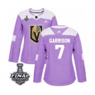 Women's Adidas Vegas Golden Knights #7 Jason Garrison Authentic Purple Fights Cancer Practice 2018 Stanley Cup Final NHL Jersey