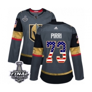 Women's Adidas Vegas Golden Knights #73 Brandon Pirri Authentic Gray USA Flag Fashion 2018 Stanley Cup Final NHL Jersey