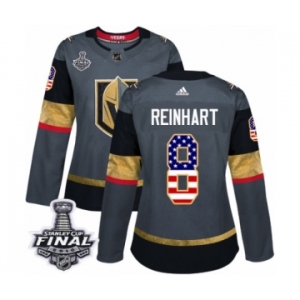 Women's Adidas Vegas Golden Knights #8 Griffin Reinhart Authentic Gray USA Flag Fashion 2018 Stanley Cup Final NHL Jersey