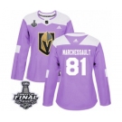 Women's Adidas Vegas Golden Knights #81 Jonathan Marchessault Authentic Purple Fights Cancer Practice 2018 Stanley Cup Final NHL Jersey