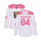 Women's Adidas Vegas Golden Knights #84 Mikhail Grabovski Authentic White-Pink Fashion NHL Jersey