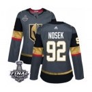 Women's Adidas Vegas Golden Knights #92 Tomas Nosek Authentic Gray Home 2018 Stanley Cup Final NHL Jersey