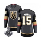 Women's Vegas Golden Knights #15 Jon Merrill Authentic Black Home Fanatics Branded Breakaway 2018 Stanley Cup Final NHL Jersey