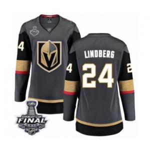 Women's Vegas Golden Knights #24 Oscar Lindberg Authentic Black Home Fanatics Branded Breakaway 2018 Stanley Cup Final NHL Jersey