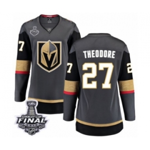 Women's Vegas Golden Knights #27 Shea Theodore Authentic Black Home Fanatics Branded Breakaway 2018 Stanley Cup Final NHL Jersey