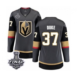 Women's Vegas Golden Knights #37 Reid Duke Authentic Black Home Fanatics Branded Breakaway 2018 Stanley Cup Final NHL Jersey