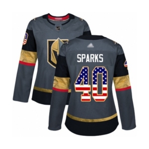 Women's Vegas Golden Knights #40 Garret Sparks Authentic Gray USA Flag Fashion Hockey Jersey