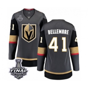 Women's Vegas Golden Knights #41 Pierre-Edouard Bellemare Authentic Black Home Fanatics Branded Breakaway 2018 Stanley Cup Final NHL Jersey