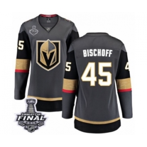 Women's Vegas Golden Knights #45 Jake Bischoff Authentic Black Home Fanatics Branded Breakaway 2018 Stanley Cup Final NHL Jersey