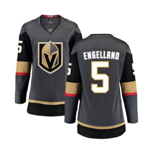 Women's Vegas Golden Knights #5 Deryk Engelland Authentic Black Home Fanatics Branded Breakaway NHL Jersey
