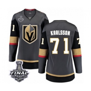 Women's Vegas Golden Knights #71 William Karlsson Authentic Black Home Fanatics Branded Breakaway 2018 Stanley Cup Final NHL Jersey