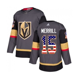Youth Adidas Vegas Golden Knights #15 Jon Merrill Authentic Gray USA Flag Fashion NHL Jersey