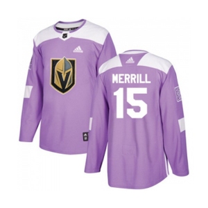 Youth Adidas Vegas Golden Knights #15 Jon Merrill Authentic Purple Fights Cancer Practice NHL Jersey