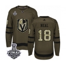 Youth Adidas Vegas Golden Knights #18 James Neal Authentic Green Salute to Service 2018 Stanley Cup Final NHL Jersey