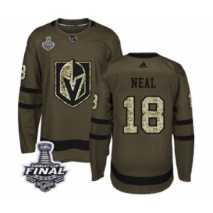 Youth Adidas Vegas Golden Knights #18 James Neal Authentic Green Salute to Service 2018 Stanley Cup Final NHL Jersey