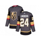 Youth Adidas Vegas Golden Knights #24 Oscar Lindberg Authentic Gray Home NHL Jersey