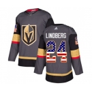 Youth Adidas Vegas Golden Knights #24 Oscar Lindberg Authentic Gray USA Flag Fashion NHL Jersey