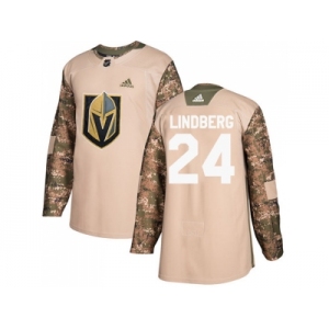 Youth Adidas Vegas Golden Knights #24 Oscar Lindberg Camo Authentic 2017 Veterans Day Stitched NHL Jersey