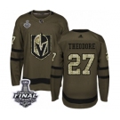 Youth Adidas Vegas Golden Knights #27 Shea Theodore Authentic Green Salute to Service 2018 Stanley Cup Final NHL Jersey