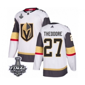 Youth Adidas Vegas Golden Knights #27 Shea Theodore Authentic White Away 2018 Stanley Cup Final NHL Jersey