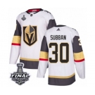 Youth Adidas Vegas Golden Knights #30 Malcolm Subban Authentic White Away 2018 Stanley Cup Final NHL Jersey