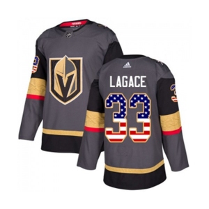 Youth Adidas Vegas Golden Knights #33 Maxime Lagace Authentic Gray USA Flag Fashion NHL Jersey