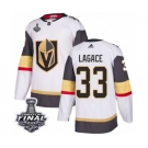 Youth Adidas Vegas Golden Knights #33 Maxime Lagace Authentic White Away 2018 Stanley Cup Final NHL Jersey