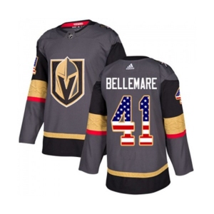 Youth Adidas Vegas Golden Knights #41 Pierre-Edouard Bellemare Authentic Gray USA Flag Fashion NHL Jersey