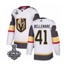 Youth Adidas Vegas Golden Knights #41 Pierre-Edouard Bellemare Authentic White Away 2018 Stanley Cup Final NHL Jersey
