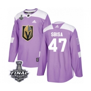 Youth Adidas Vegas Golden Knights #47 Luca Sbisa Authentic Purple Fights Cancer Practice 2018 Stanley Cup Final NHL Jersey